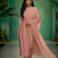 SAFA Elegant Peach Pleated Mul Chanderi Suit Set AI 3 front 