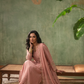 SAFA Elegant Peach Pleated Mul Chanderi Suit Set dupatta 
