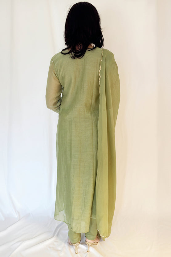 SAFA_Green_Elegant_Pleated_Pintuck_Mul_Chanderi_Set_Back