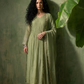 SAFA Green  Elegant Pleated  Pintuck Mul Chanderi Set FRONT 