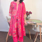 SAMARA Fuchsia Floral Embroidered Chanderi Anarkali Set. front 
