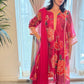 SAMARA Fuchsia Floral Embroidered Chanderi Anarkali Set. front ROSA
