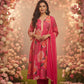 SAMARA Fuchsia Floral Embroidered Chanderi Anarkali Set