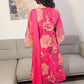 SAMARA Fuchsia Floral Embroidered Chanderi Anarkali Set Back view 