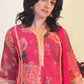 SAMARA Fuchsia Floral Embroidered Chanderi Anarkali Set closeup 