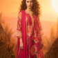 SAMARA Fuchsia Floral Embroidered Chanderi Anarkali Set side 3