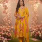 SAMARA Yellow Floral Embroidered Chanderi Anarkali Set