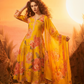 SAMARA Yellow Floral Embroidered Chanderi Anarkali Set FRONT AI 