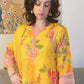 SAMARA Yellow Floral Embroidered Chanderi Anarkali Set  close up 