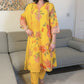 SAMARA Yellow Floral Embroidered Chanderi Anarkali Set front full 