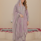 SEERAT  Lilac Luxury Embroidered Suit Set  With Palazzo Front Outfit