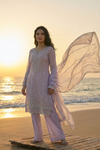 SEERAT  Lilac Luxury Embroidered Suit Set  With Palazzo front 