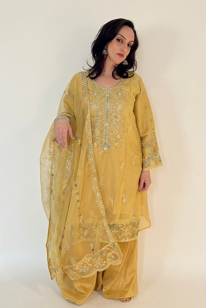 SEERAT_Yellow_Luxury_Embroidered_Suit_Set_With_Palazzo Closer Picture