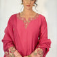 SIMRAN Silk Blend Embroidered Palazzo Suit Set  close up 