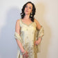 VERA Champagne Gold Embroidered Three Piece Set Front Close Up