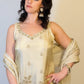 VERA Champagne Gold Embroidered Three Piece Set Full Close Up