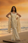 VERA Champagne Gold Embroidered Three Piece Set front 