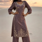 Yusra Mauve Silk Blend Hand embellished  Kurta Palazzo Set AI image 