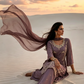 Yusra Mauve Silk Blend Hand embellished  Kurta Palazzo Set dupatta floating 