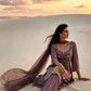 Yusra Mauve Silk Blend Hand embellished  Kurta Palazzo Set dupatta floating 1