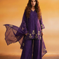 ZARA Purple Silk Blend Embroidered Palazzo Set