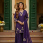 ZARA Purple Silk Blend Embroidered Palazzo Set AI front view 