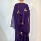 ZARA Purple Silk Blend Embroidered Palazzo Set Back