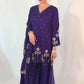 ZARA Purple Silk Blend Embroidered Palazzo Set front view 