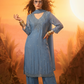ZOYA Pale Blue Silk Blend Embroidered Kurta Set 2