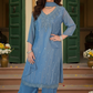 ZOYA Pale Blue Silk Blend Embroidered Kurta Set AI front  palazzo