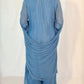 ZOYA Pale Blue Silk Blend Embroidered Kurta Set back 