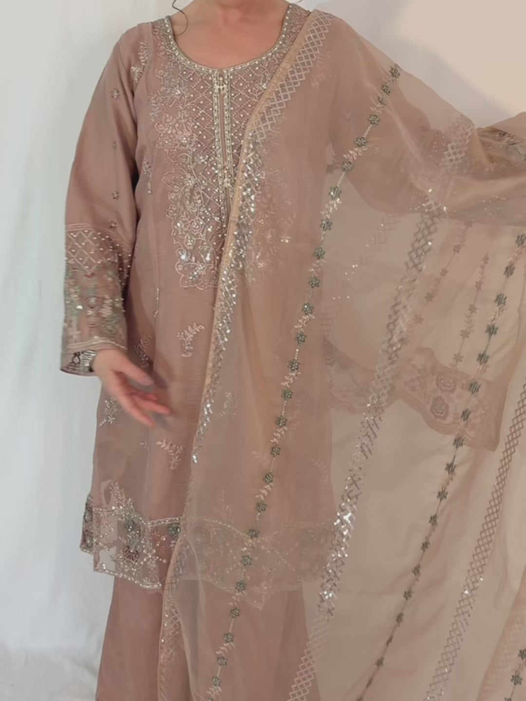 SEERAT  Blush Luxury Embroidered Set  With Palazzo video 