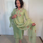 Zimal Pastel Green Cotton Embroidered Kurta And Trouser Set with Printed Dupatta