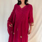 NOOR Fuchsia Mul Chanderi Embroidered Anarkali  Suit Set