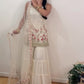 KIARA Ivory Floral Sequins Embroidered Sharara Set