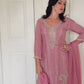 Tara Blush Pink Silk Blend Embroidered Kurta Palazzo Set