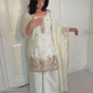 Mahira White  Embellished Kurta And Wide Leg Trouser Suit Set