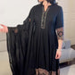 AASMA Black Ethnic Flare Anarkali Dress with Dupatta