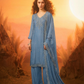 ZOYA Pale Blue Silk Blend Embroidered Kurta Set video 