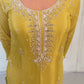 Lia Yellow Silk Blend Embroidered Kurta Palazzo Set
