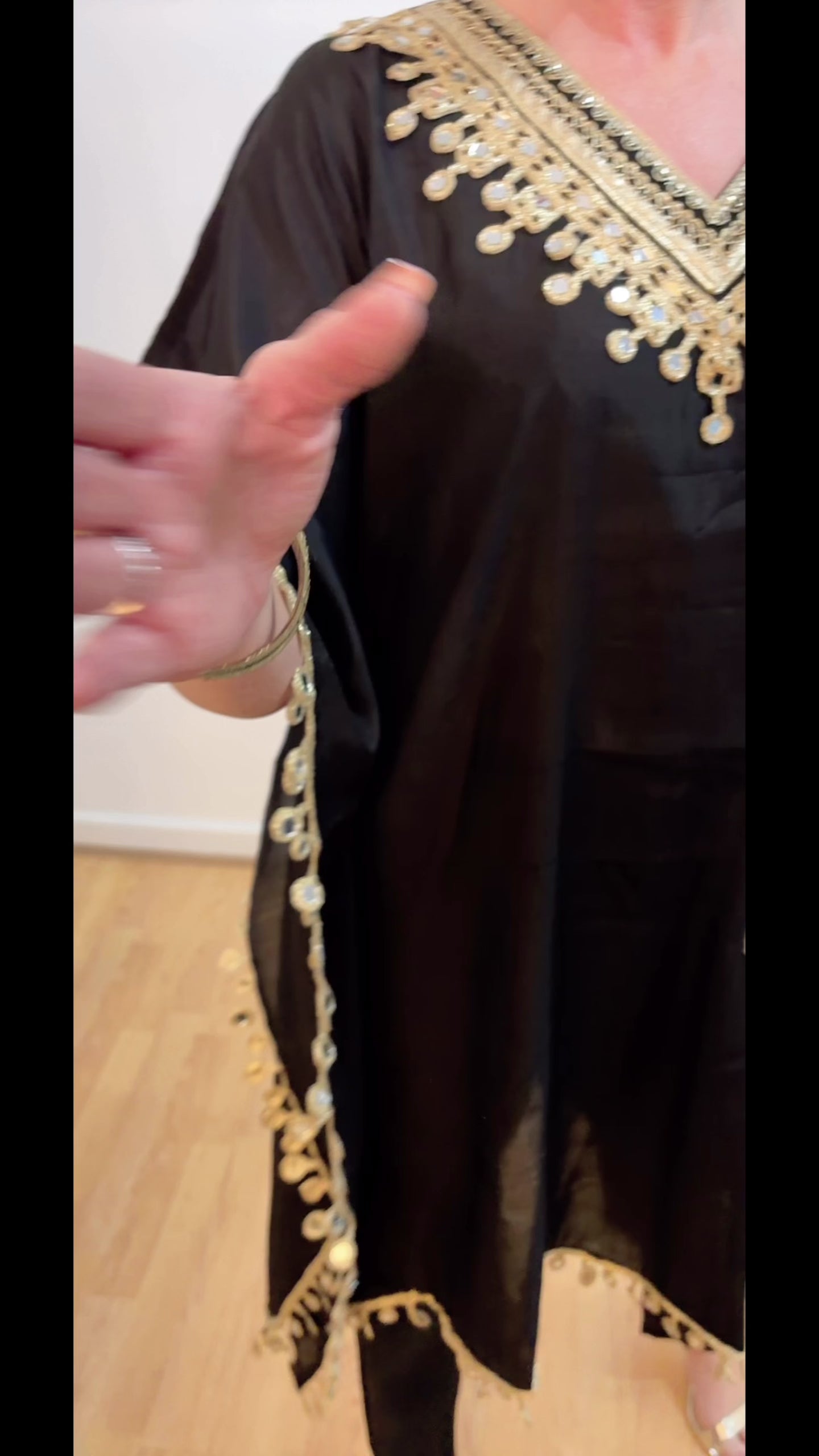 AVIRA Black Embroidered Kaftan Kurta Trousers Set video 
