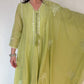 REEM  Elegant Green Embroidered Anarkali 3 Piece Set