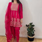 NYLA Pink Threadwork Kurta and Dhoti Pant Set