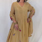 NOOR Beige Mul Chanderi Embroidered Anarkali  Suit Set