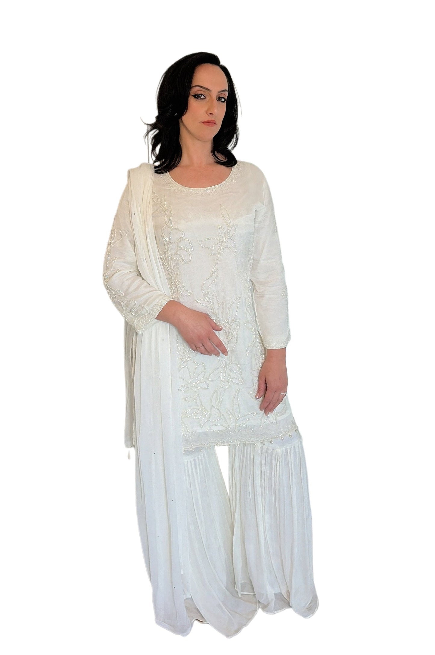 zarin white outfit further away